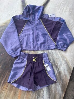 Old Navy Lavender & Deep Purple 2pc Shorts/Jkt Active Set with Yellow Trim
